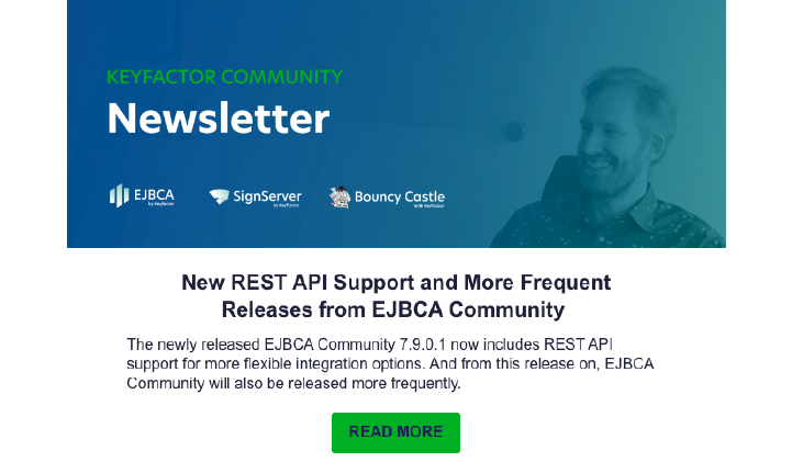 KeyfactorComm's tweet photo. Do you want to stay up to date with #Cryptography, #PKI, and #DigitalSigning?  

Sign up for our newsletter to get the latest news, software updates, hands-on tutorials and user workshops from #KeyfactorCommunity: https://t.co/GewlpL11ly  

@bccrypto #EJBCA #SignServer https://t.co/HyX1E3oDYH