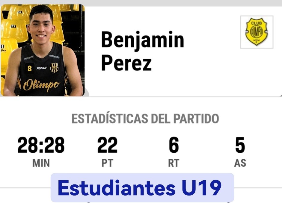 cristianperez_8's tweet photo. Triunfo para @OlimpoBasket_ y una sólida actuación de
@benjaminperezss (2003)🇨🇱
frente a tu archirival Club Estudiantes de Bahía Blanca en la categoría U19.
@espinozabasquet
@HectorUribeD
@ChileFeba
@DiegoGasparSaez
#LoMejorEstaxVenirSiempre
#piensaengrande
#Just_Flow https://t.co/hjZDy0Gofk