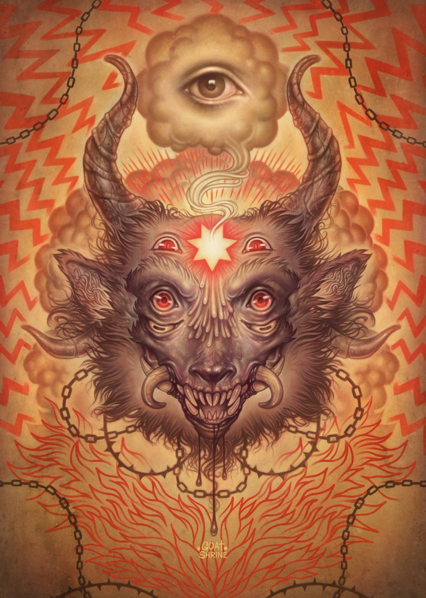 G0ATSHRINE's tweet photo. Hello #PortfolioDay!  ✸ 
I am Goatshrine, a fantasy and occult loving artist looking for work and I'm currently making a tarot deck https://t.co/7i8LfhwZy7