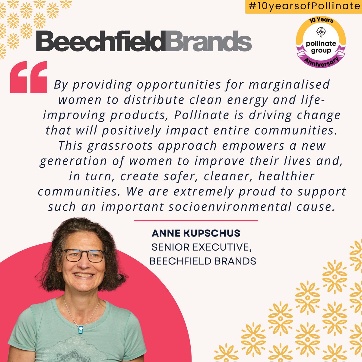 PollinateEnergy's tweet photo. Thank you Beechfield Brands, for being a supportive partner to help improve several lives.
#10yearsofPollinate #eco #climatechange #socialgood #MicroFinance #SocEnterprise #SocInn #SocFin #genderequality #partnershipforchange #cleanenergy #entrepreneurship #transforminglives https://t.co/uvAWOuWMbf