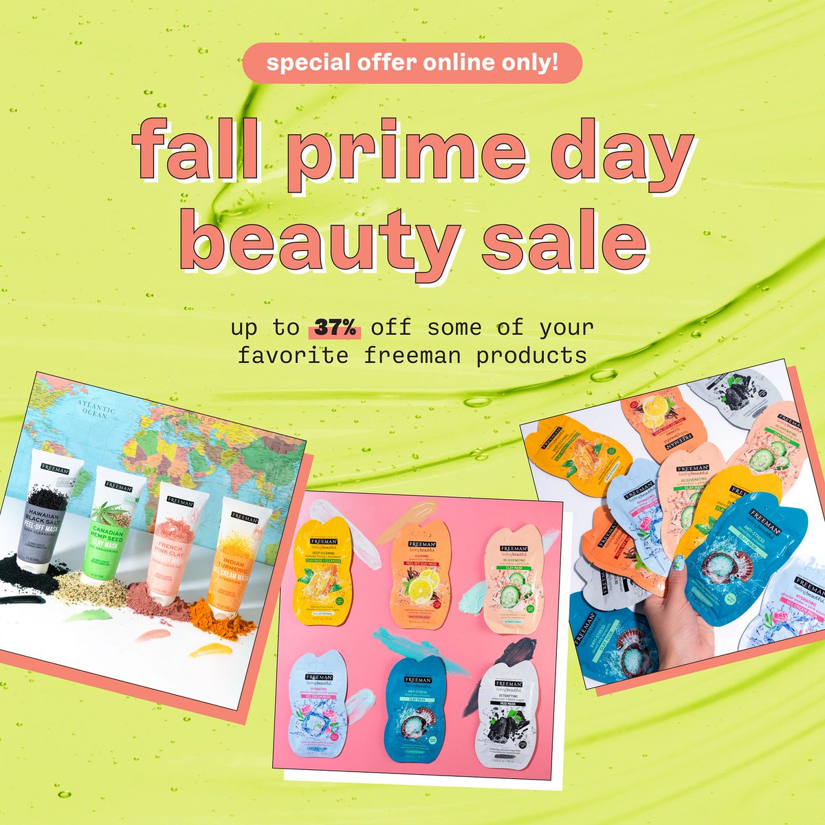 It's that time of year again! Stock up on all your fav Freeman Beauty products while this offer lasts🛒 #AmazonPrimeDay #FreemanBeauty