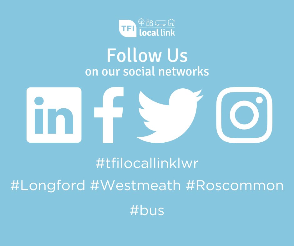Locallinklwr's tweet photo. Good afternoon - TFI Local Link LWR are active across the social networks - so you can follow us for all our daily information

For up-to-date information on our work  #work #bus  #publictransport #communityengagement  #Longford #Westmeath #Roscommon #tfilocallinklwr https://t.co/CRivwHIXHb