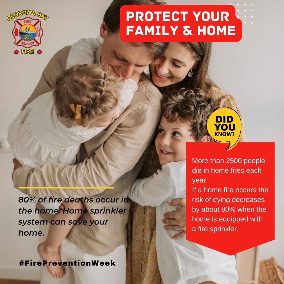 gbtownship's tweet image. Protect your family and your home. Get a home sprinkler system. 
80% of fires are in the home!

#FirePreventionWeek #GBFire #StaySafeGB