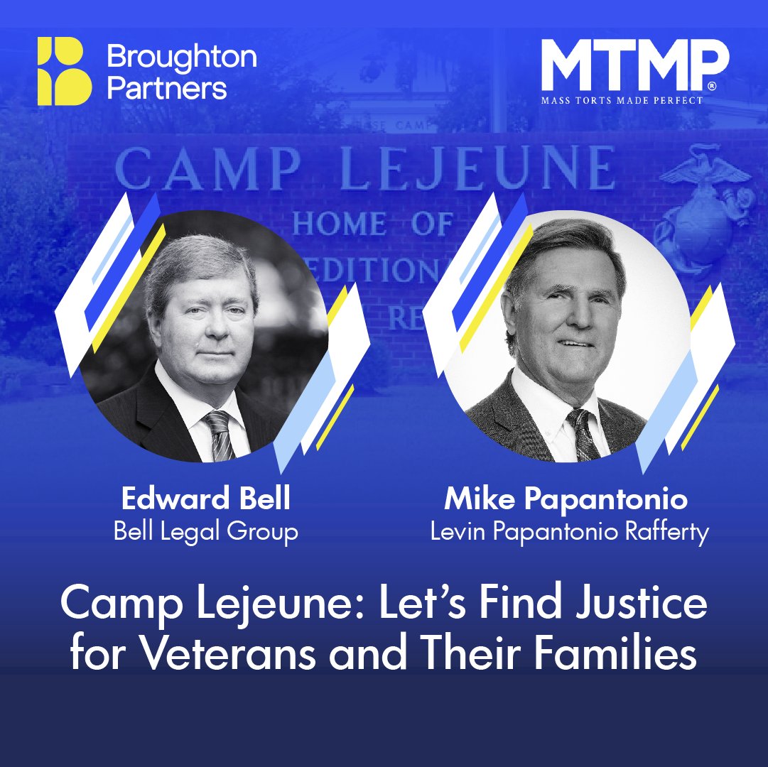 broughtonprtnrs's tweet photo. Broughton Partners is co-sponsoring two sessions at @mtmpseminar Fall 2022 Seminar covering Camp Lejeune in the Tower Ballroom October 13 at 8:00 AM.
-CAMP LEJEUNE: LETโS FIND JUSTICE FOR VETERANS AND THEIR FAMILIES
-CAMP LEJEUNE: BUILDING THE CASE
#mtmpfall22 #BroughtonPartners https://t.co/m6TTo41iuv