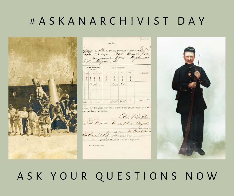Today is #AskAnArchivist Day! Have any questions about archives, archivists, or the Fort Monroe collection? Ask them here!