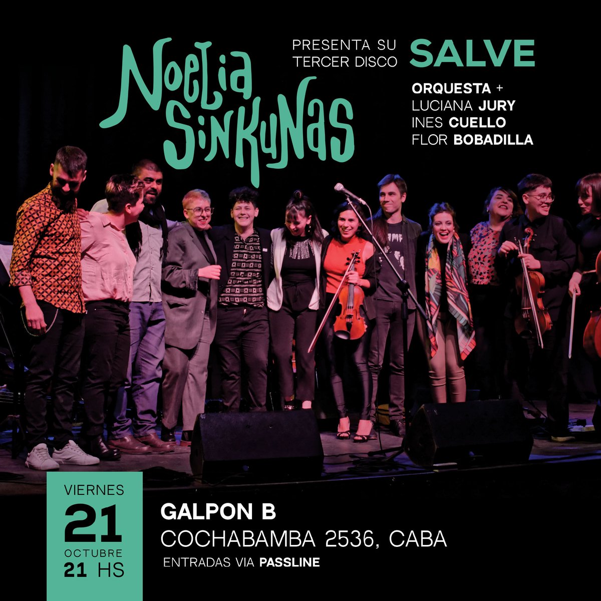 21/10 en GALPON B, 21HS puerta 22hs show. Entradas aca---passline.com/eventos/noelia…
