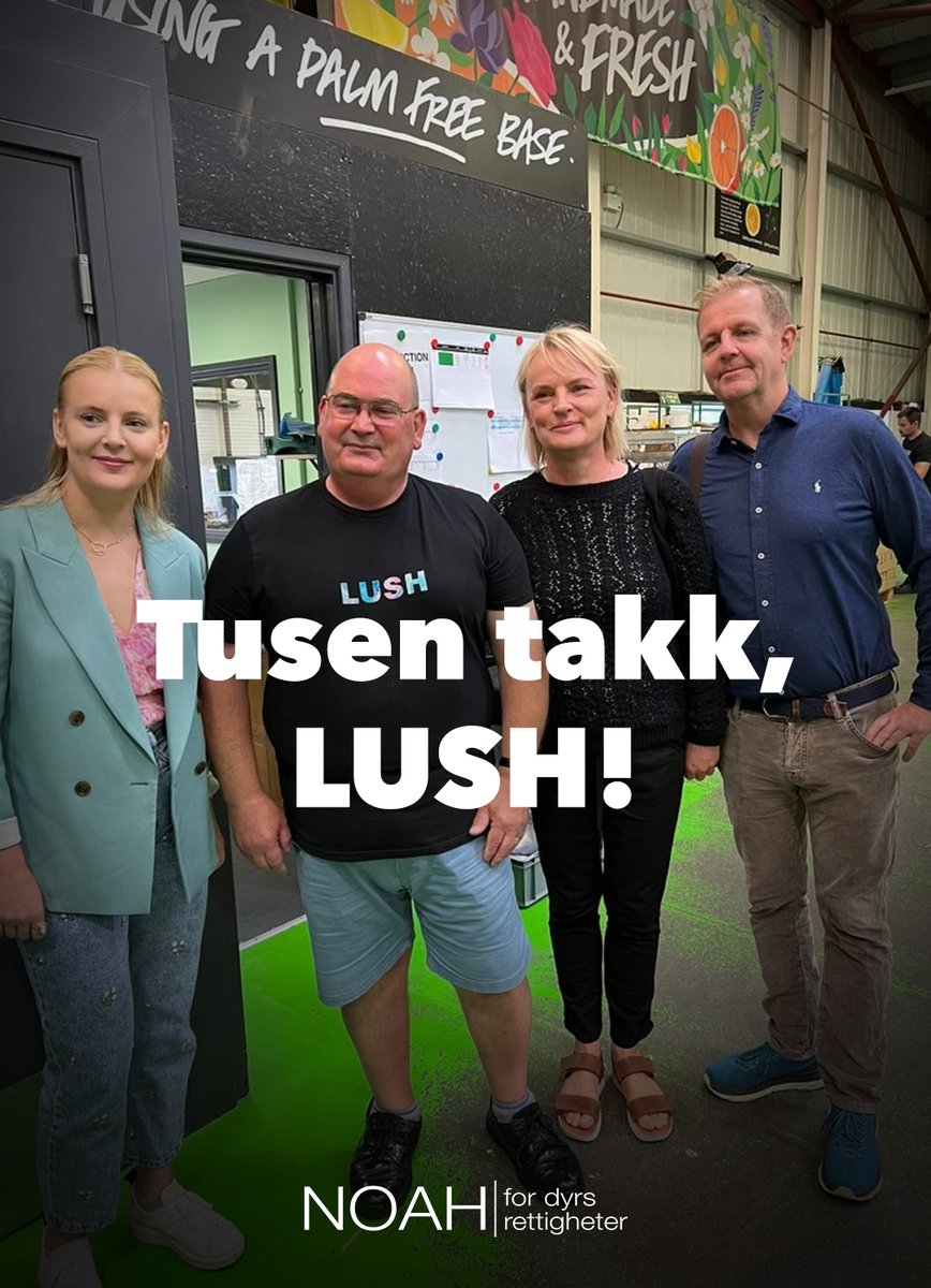 TUSEN TAKK TIL PARTNERE I LUSH SOM DONERER 200 000 KR. TIL NOAH Familien Dahle Moe, partnere i kosmetikkselskapet LUSH, donerer nå 200 000 kroner til NOAHs arbeid for dyrene. NOAH setter enorm pris på en så generøs støtte, når SP velger å fjerne NOAH fra budsjettet. @Lushnorge