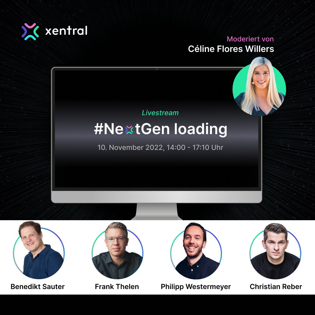Frank Thelen (@frank_thelen) on Twitter photo Wir starten die nächste Xentral Generation 🚀
Neben dem neuen Produkt gibt es Keynotes von <a href="/Westermeyer/">Philipp Westermeyer</a>, <a href="/christianreber/">Christian Reber 🇪🇺</a> und spannende Insights von mir. Céline Flores Willers moderiert das ganze Event.
Meldet euch an, um dabei zu sein: xentral.com/nextgen
#nextgenloading Wir starten die nächste Xentral Generation 🚀
Neben dem neuen Produkt gibt es Keynotes von <a href="/Westermeyer/">Philipp Westermeyer</a>, <a href="/christianreber/">Christian Reber 🇪🇺</a> und spannende Insights von mir. Céline Flores Willers moderiert das ganze Event.
Meldet euch an, um dabei zu sein: xentral.com/nextgen
#nextgenloading