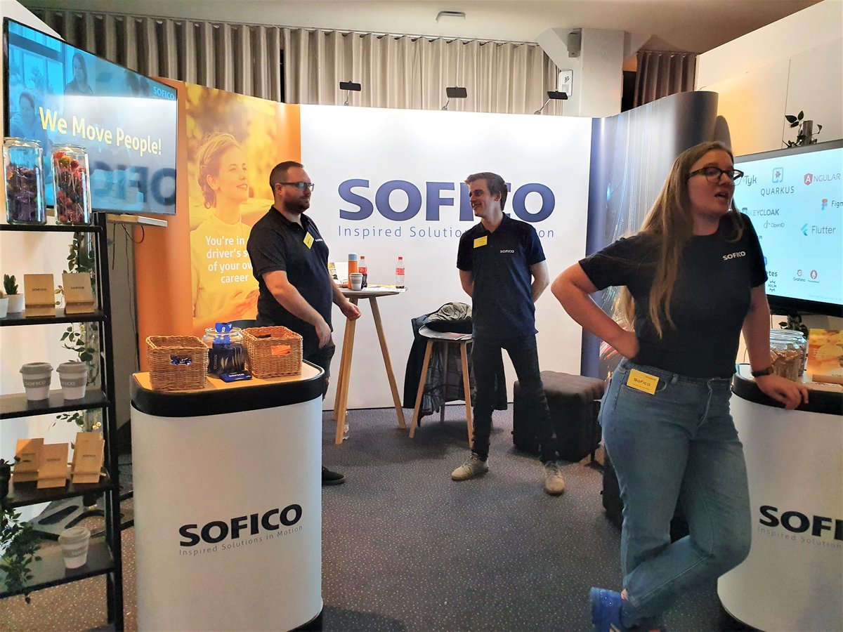 pannaert's tweet photo. #Sofico is well represented this year at #DevoxxBE
#Devoxx https://t.co/y4WxyN2BSv