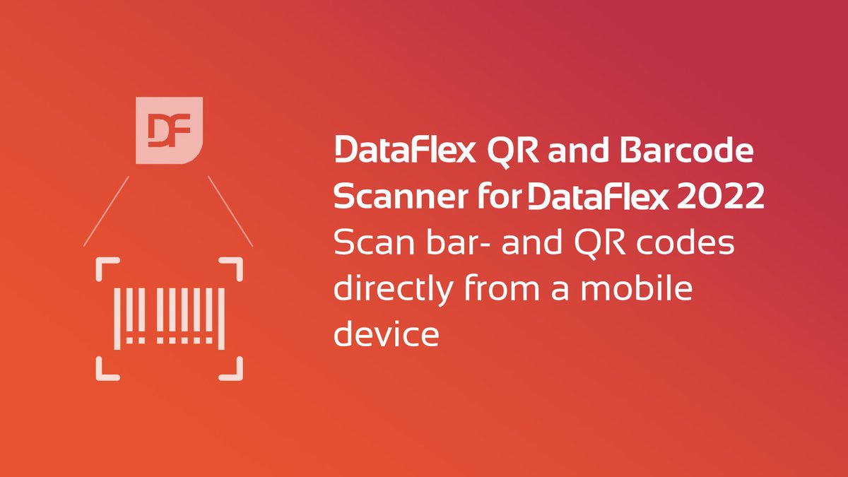 DataAccessEU's tweet photo. The new QR and Barcode Scanner Library allows mobile devices to scan data from 12 different bar- and QR code formats directly into #DataFlex web apps. The library is available now for DataFlex 2022! https://t.co/c6Bq3cGICp https://t.co/WiKKKndESw