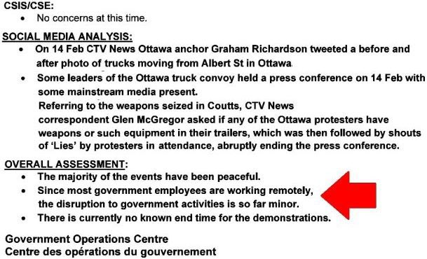 mindingottawa's tweet image. DOCUMENTS contradict cabinet claims of #FreedomConvoy mayhem. @Safety_Canada memo called protest a "minor" disruption. blacklocks.ca/no-convoy-scar… #cdnpoli