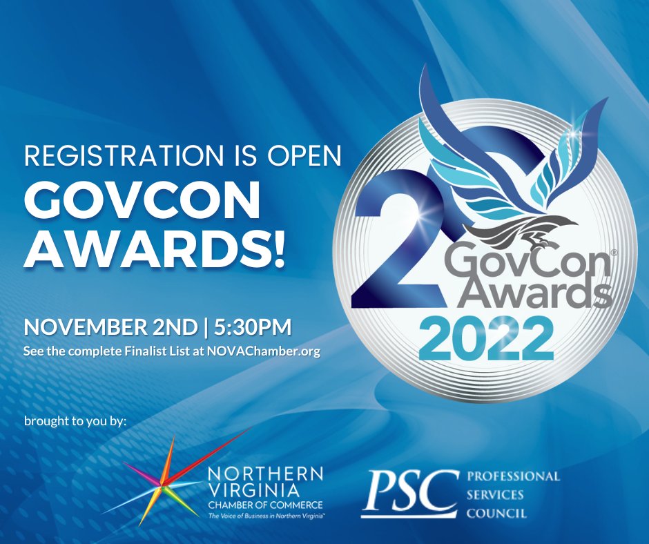 GovCon tickets are now available to the public! Join us for the 20th Annual Greater Washington Government Contracting Awards Gala on November 2nd at the Ritz-Carlton Tysons Corner. Reg here: ow.ly/VIvu50L80mN #GovCon2022