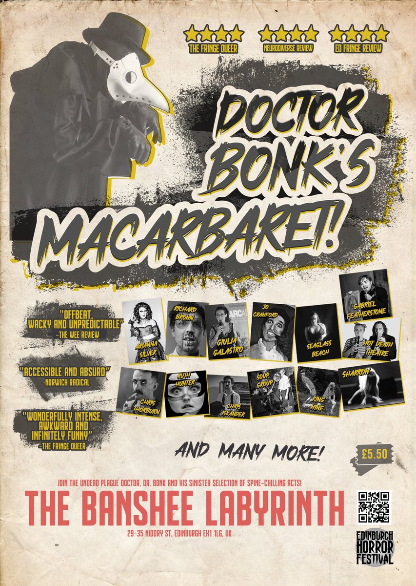 👻 ANNOUNCEMENT! 👻 Dr. Bonk is back, and he's brought some friends! This year at the @EdHorrorFest, Dr. Bonk presents the Macabaret; a madcap evening of comedy, drag, music, and burlesque! 🎃 Oct. 27th-30th at @B_Labyrinth! Get your tickets now ▶️ edhorrorfest.co.uk/event-details/…