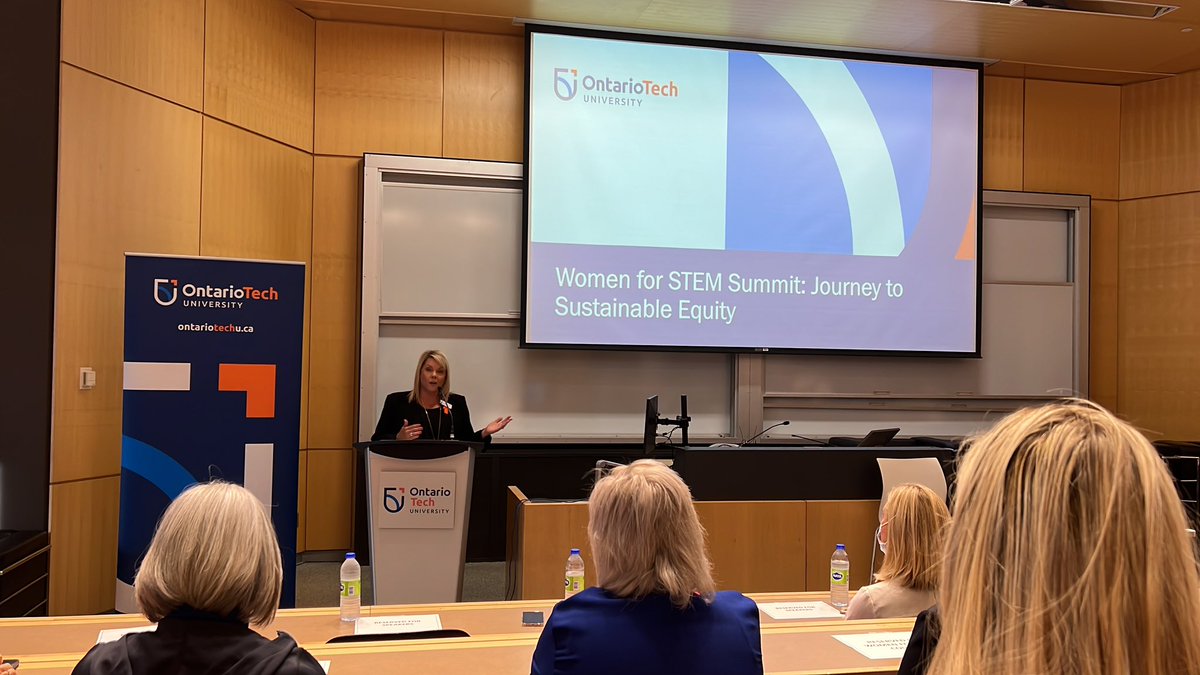 InvestDurham's tweet photo. This morning we are on campus @ontariotech_u for the Women for STEM Summit. The fund that results from this event provides scholarships and helps more women in progressing in their STEM education and ultimately helps diversify STEM workforce. #DurhamRegion #TapIntoTalent https://t.co/0DsHzOu67g