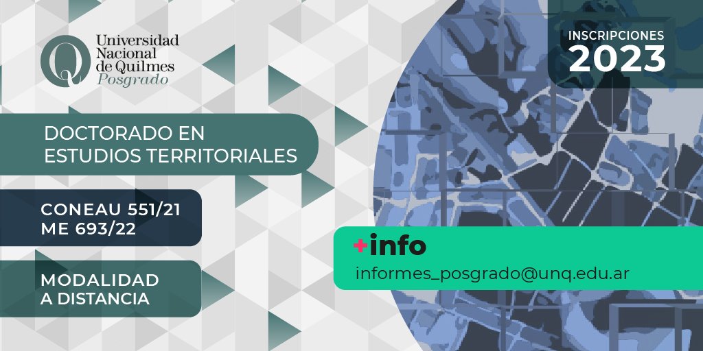 📢ATENCIÓN!!! #CEAR
🌾Se encuentra abierta la inscripción para el Doctorado en Estudios Territoriales, modalidad a distancia, de la Universidad Nacional de Quilmes.