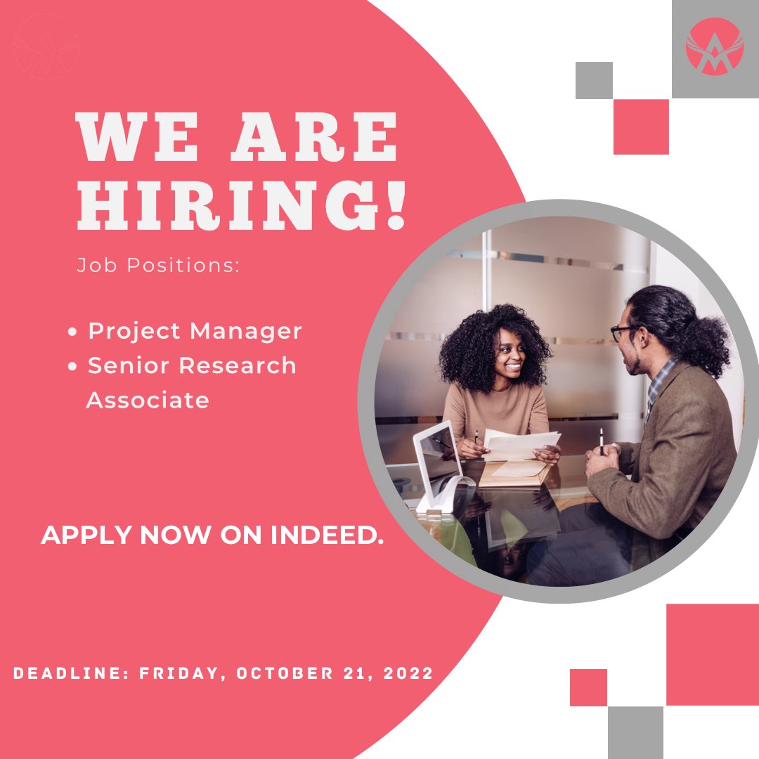 AmakaEvaluation's tweet photo. We are hiring! Please submit your application on Indeed by October 21st for consideration. 

https://t.co/t1xCuZEZ18

https://t.co/hjKzV3fNqa

#AmakaConsulting #ACESLLC #APublicHealthConsultingFirm https://t.co/vSfNeVVHh3