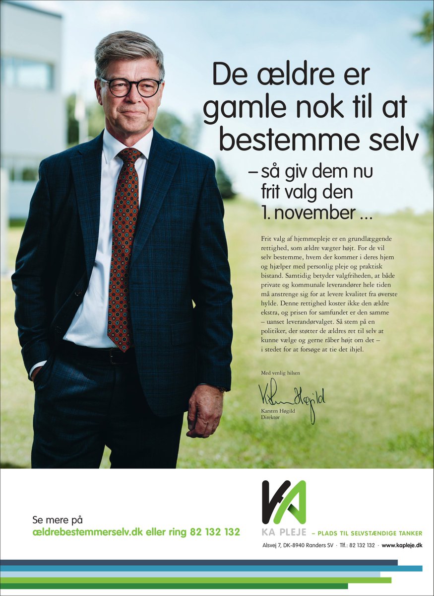 arbejdsgiver's tweet photo. Stem på en politiker, der støtter de ældres ret til selv at kunne vælge. Det er vores klare opfordring i den kampagne, som vi nu sætter i søen. Frem til valgdagen gentager vi igen og igen opfordringen - bla. i @jyllandsposten #dkpol https://t.co/7WDrDgjM3F