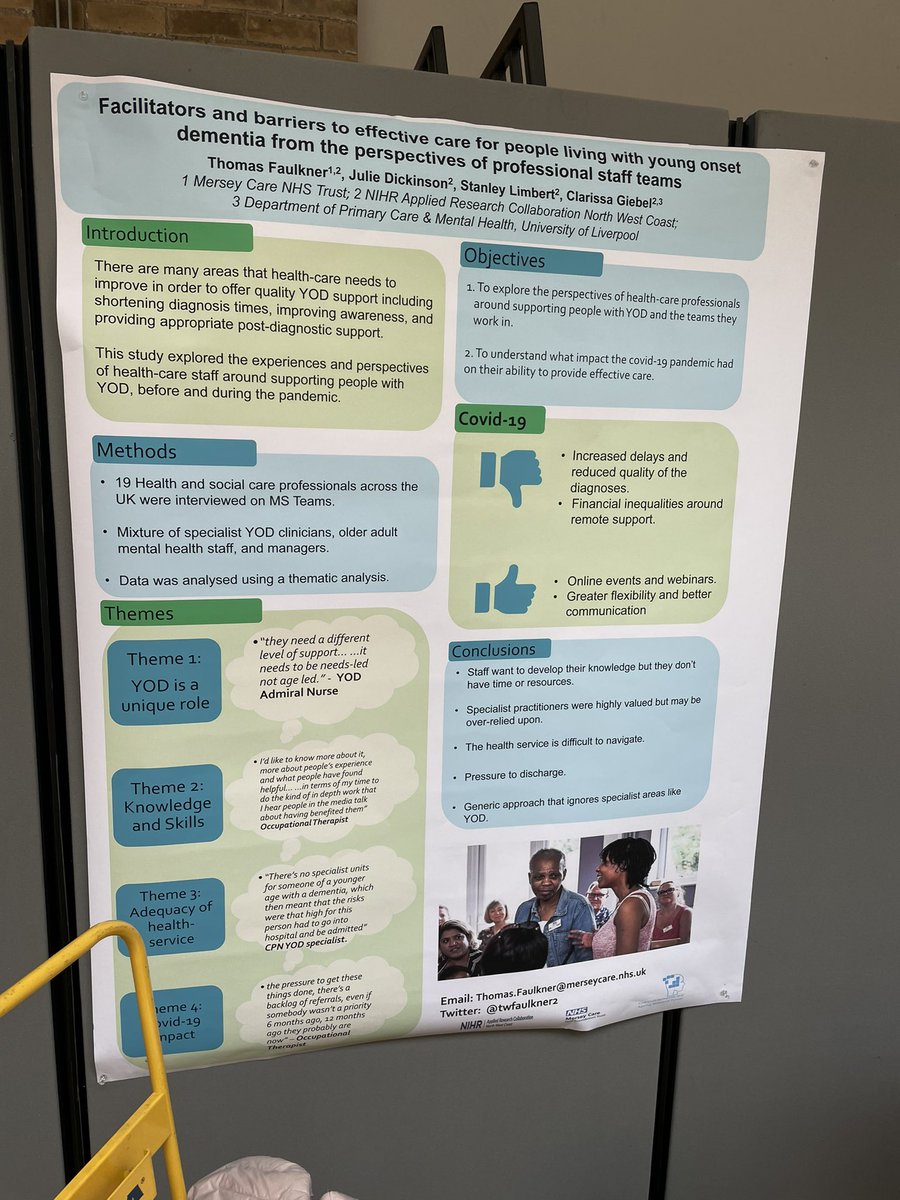 Nice to see a poster on young onset dementia at the #LiverpoolDementia with an image of the YODA group at @blgmind