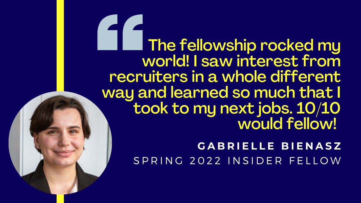 📆 Applications for this fellowship are due on Oct. 31! All that's needed to apply is: 1) a resume/CV 2) five work samples 3) a cover letter explaining the beat/coverage area you're interested in and why you want to work with Insider ❓ More info @ bit.ly/insiderfellows…!