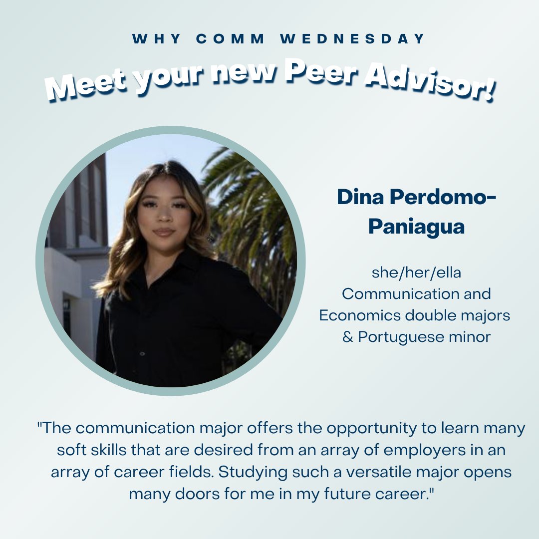 Meet Dina Perdomo-Paniagua, your new Peer Advisor! 🎉 'I’m really enjoying being able to help these students with any concerns or questions they may have about the major.' Visit Dina and the rest of our amazing staff on the fourth floor of the SSMS building :)
