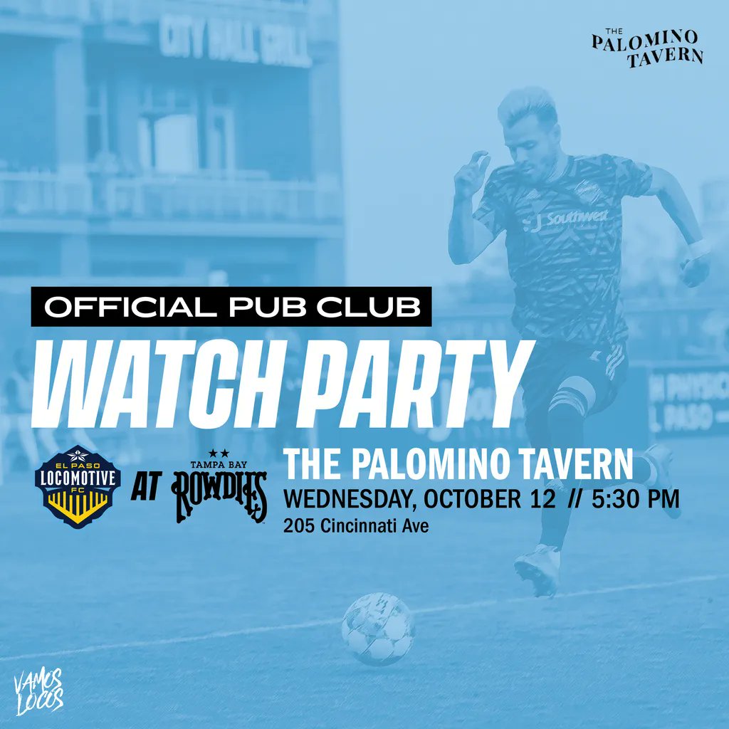 eplocomotivefc's tweet photo. We're ready to party tonight with our Loco Fam! 

Support the team from home at The Palomino Tavern! Enjoy $3 Estrellas, $3 Hornitos, $5 nachos, $5 loaded fries, $5 wings, and FREE TEQUILA SHOTS every time the Locos score! #Push4Playoffs #VamosLocos #VamosElPaso https://t.co/CGkv3tcodL