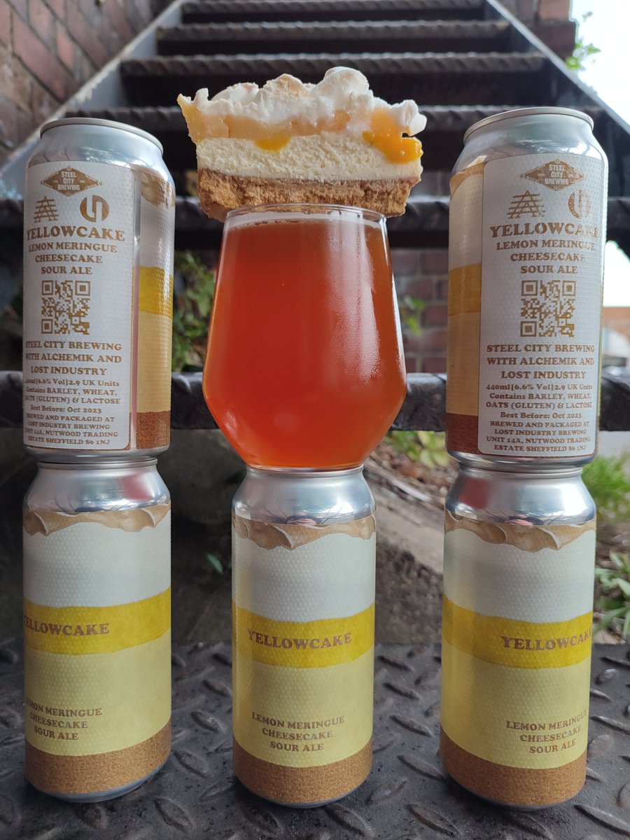 Out now in keg, and cans coming very soon to the usual dealers. Yellowcake, lemon meringue cheesecake sour collab with Alchemik and @Lost_Industry