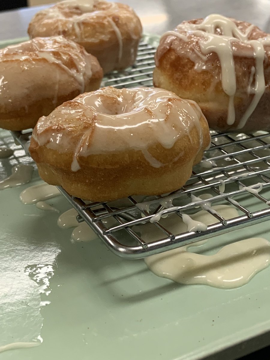 Juniors made donuts! After a long day with PSAT, they used there pre-made dough they made yesterday. They start the frying and glazing. #TampaJHS #JHSCulinary #Food #foodphotography