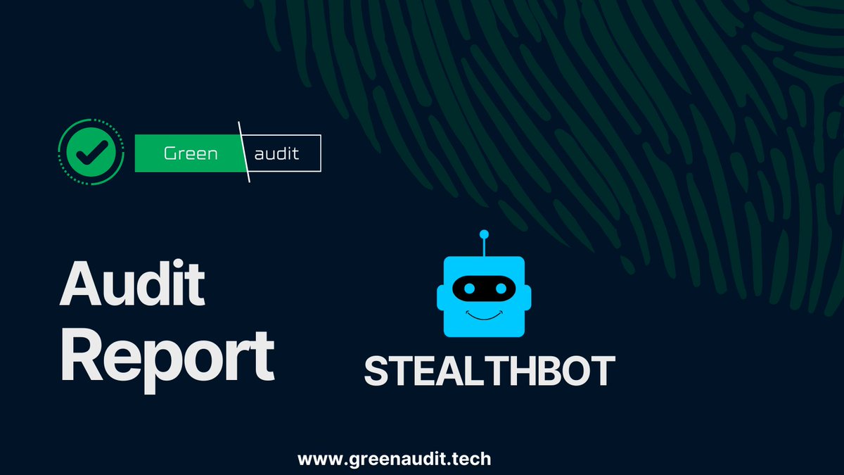 Dear community! STEALTHBOT is audited and listed by ✅ Green Audit! 

🌎 Projects website:
stealthbot.io

🔗 Audit link:
greenaudit.tech/audits/stealth…

👉🏻 More info:
GreenAudit.tech