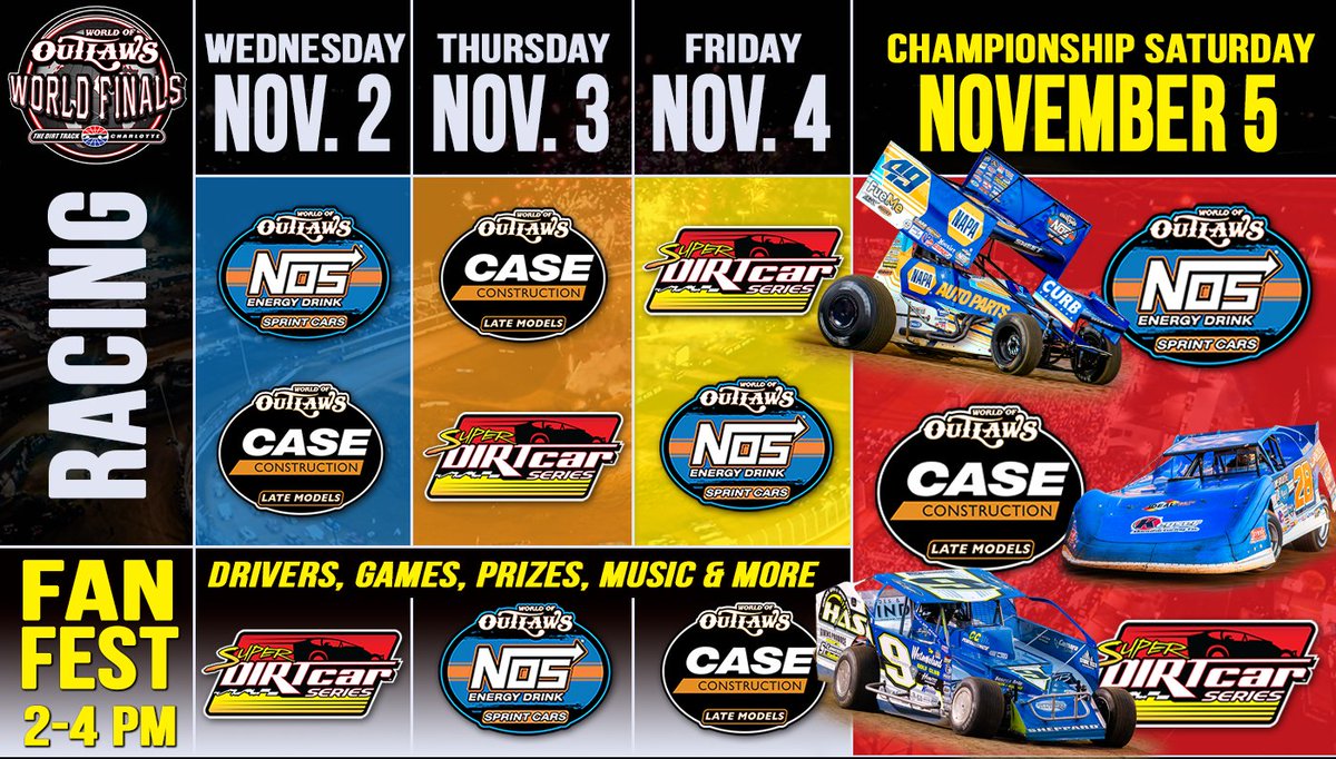 THREE more Wednesdays until the 2022 World Finals <a href="/TheDirtTrack/">The Dirt Track</a>.

Racing. Parties. Music. And more. #AllDirtRoads