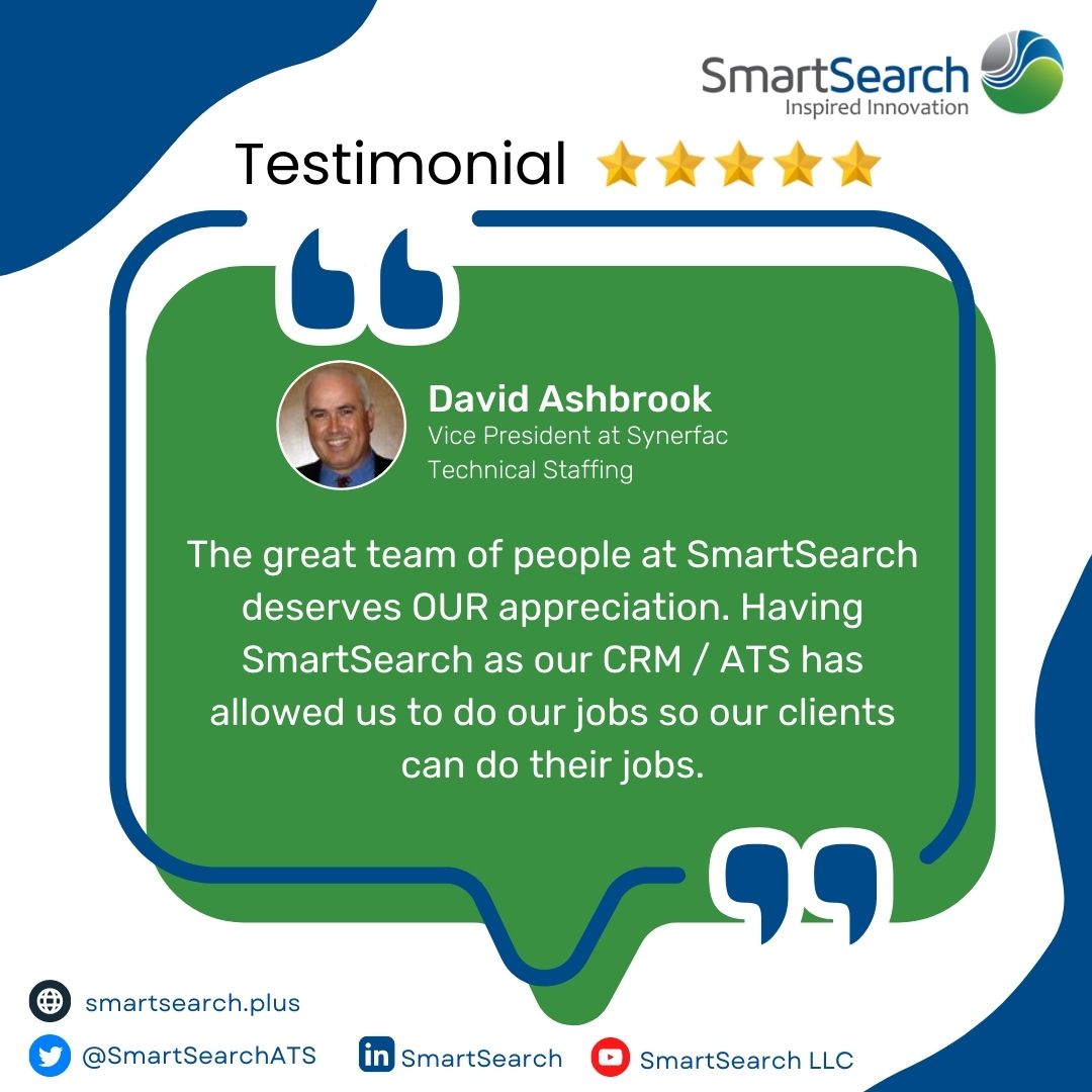 SmartSearchATS's tweet photo. Thank you @synerfac, this inspire us to do better. Cheers to our partnership!
#ClientTestimonial #ApplicantTrackingSoftware #SmartSearchATS https://t.co/4JhJYy14CB