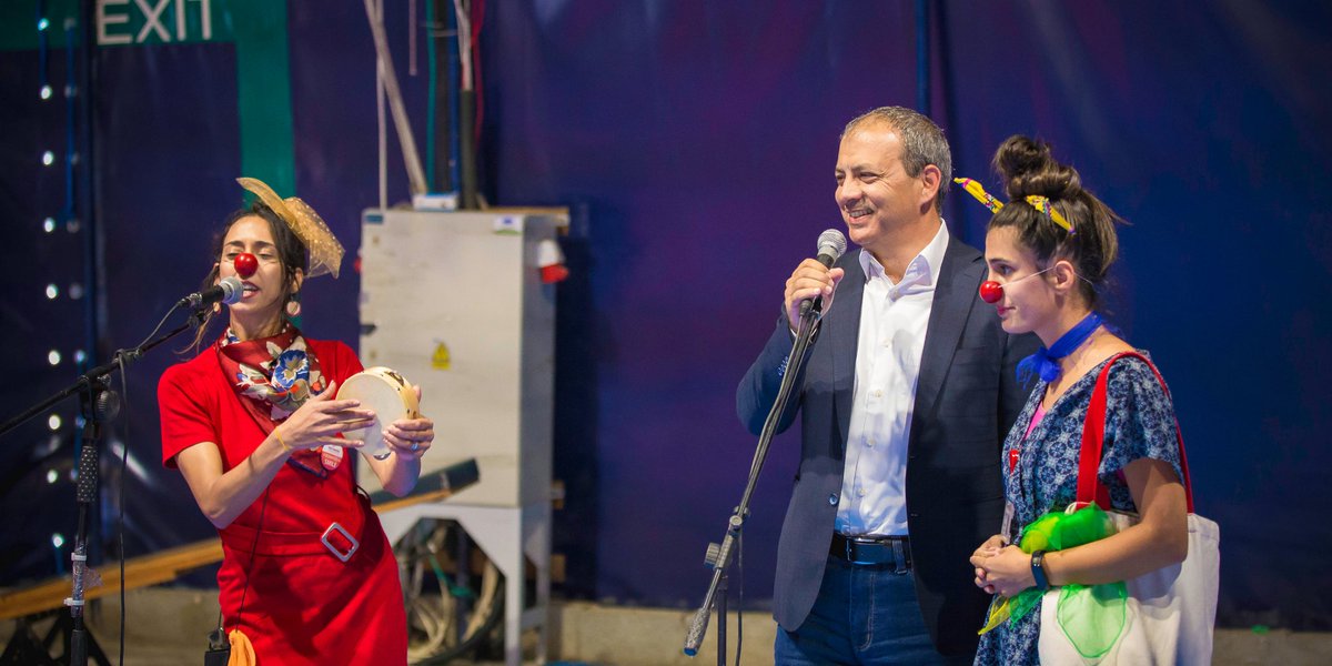 RednosesPS's tweet photo. A photo for our partner #DROSOS Foundation with the #healthcareclowns  spreading happiness during the event that we organised yesterday to celebrate the importance of #humour and #laughter in #healthcare.

12 years since #REDNOSES have started our work in Palestine. https://t.co/nRf0BmsQ6s