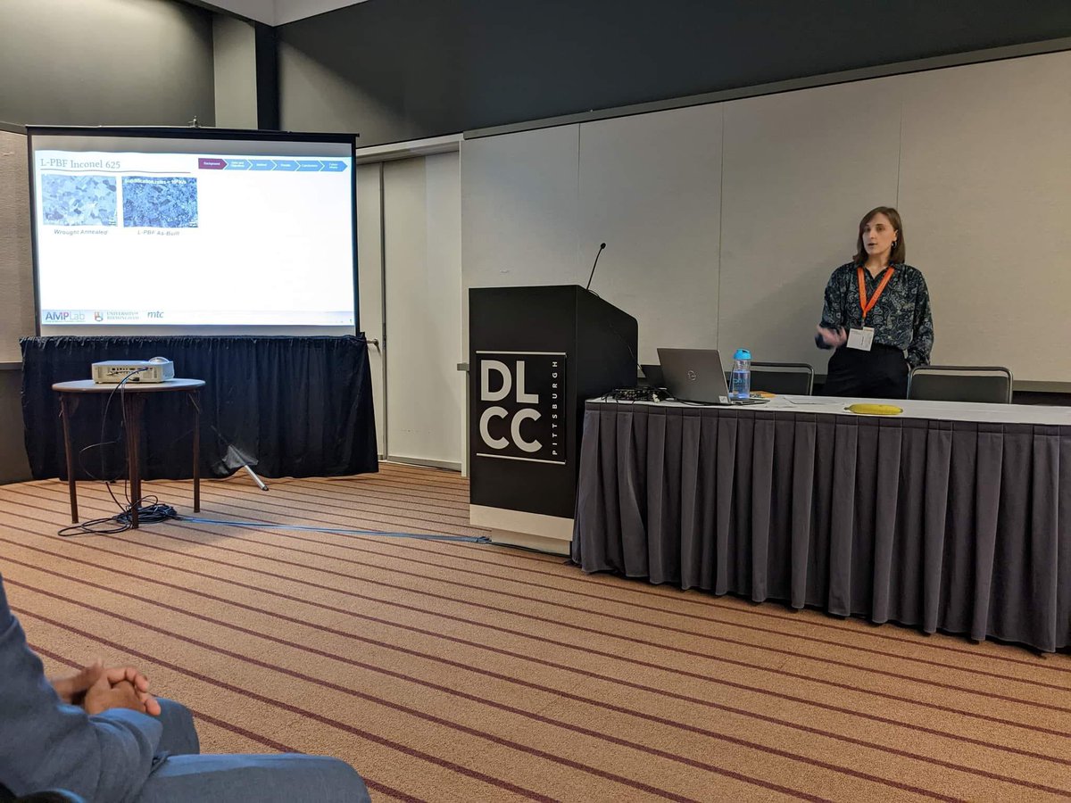 AMPLab_unibham's tweet photo. A great talk at MS&amp;T’22 conference from @emilyrl98 in the corrosion behaviour of additively manufactured metals and alloys session on her work on the long-term isothermal oxidation behaviour of laser-powder bed fusion of Inconel 625 reflective of in-service conditions 👏👏. https://t.co/LIWuQw1agh