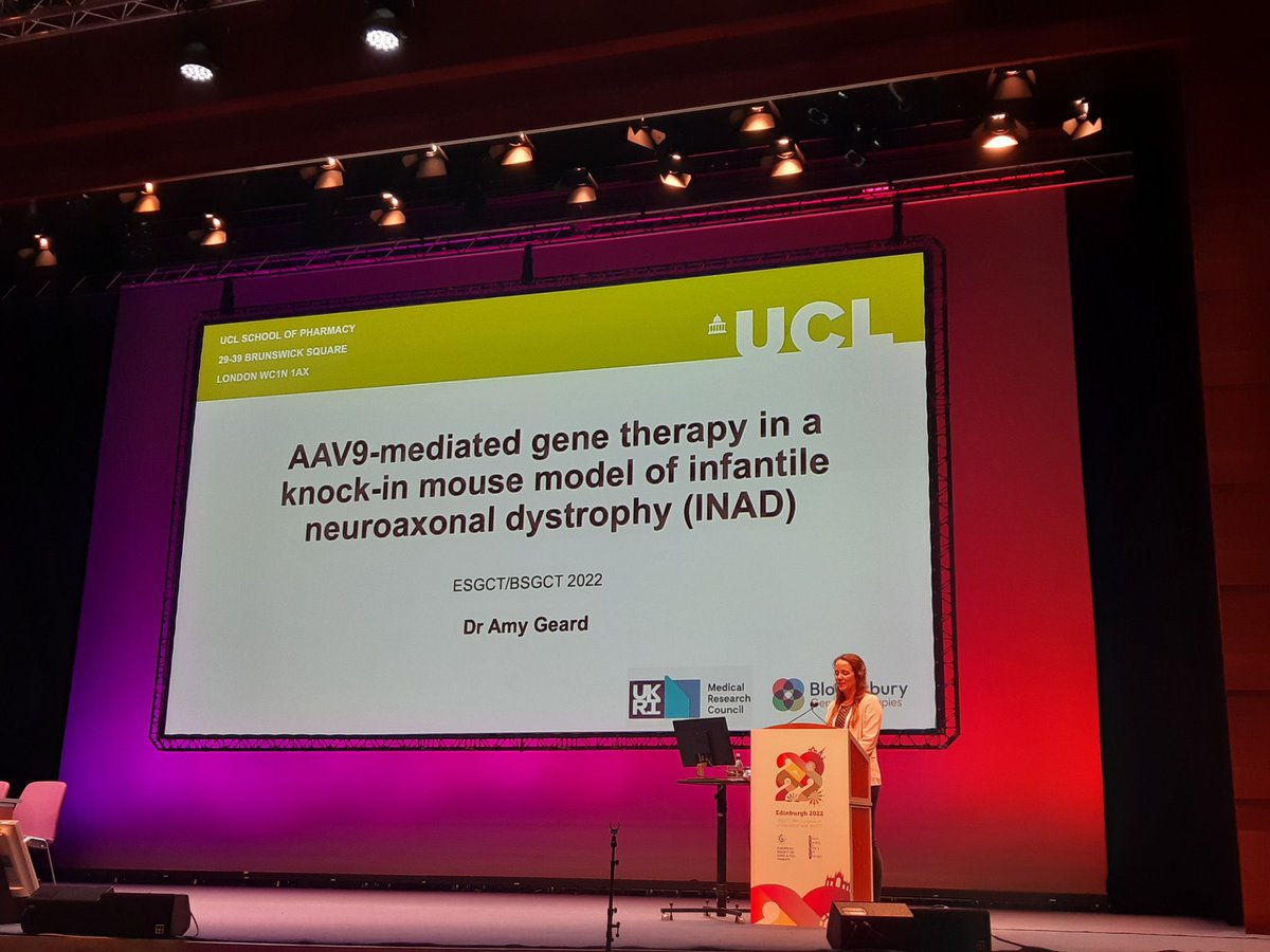 Grateful to the @_BSGCT and @ESGCT for allowing me to present my work on #INAD gene therapy at #ESGCT2022 🧬🎉