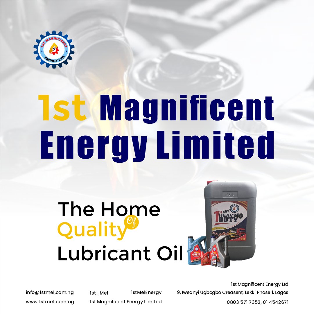 1stMelEnergy's tweet photo. We offer High Quality Lubricant Oil &amp; Nothing less💯
.
.
Dm or send a message for any of our products on WhatsApp ~ 08035717352, 01 4542671
.
#quality #lubricant #1stmel #enginelubricant #bestperformance https://t.co/ynjJ1bDLLa