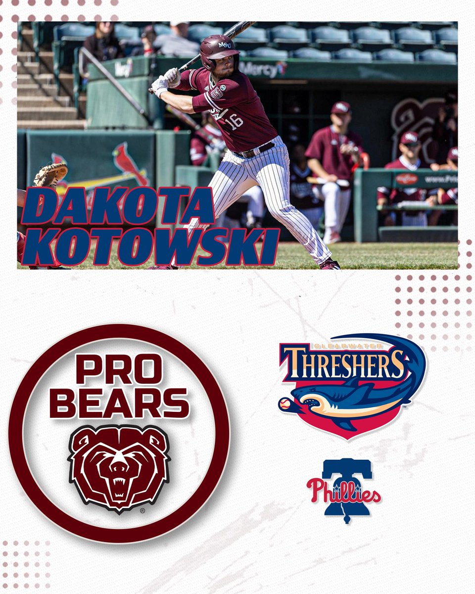 @kotowski24 hit .306, with 19 hits and 2 homers in 20 games this season between Rookie Ball and Low-A with the @Phillies 💪 #ProBears