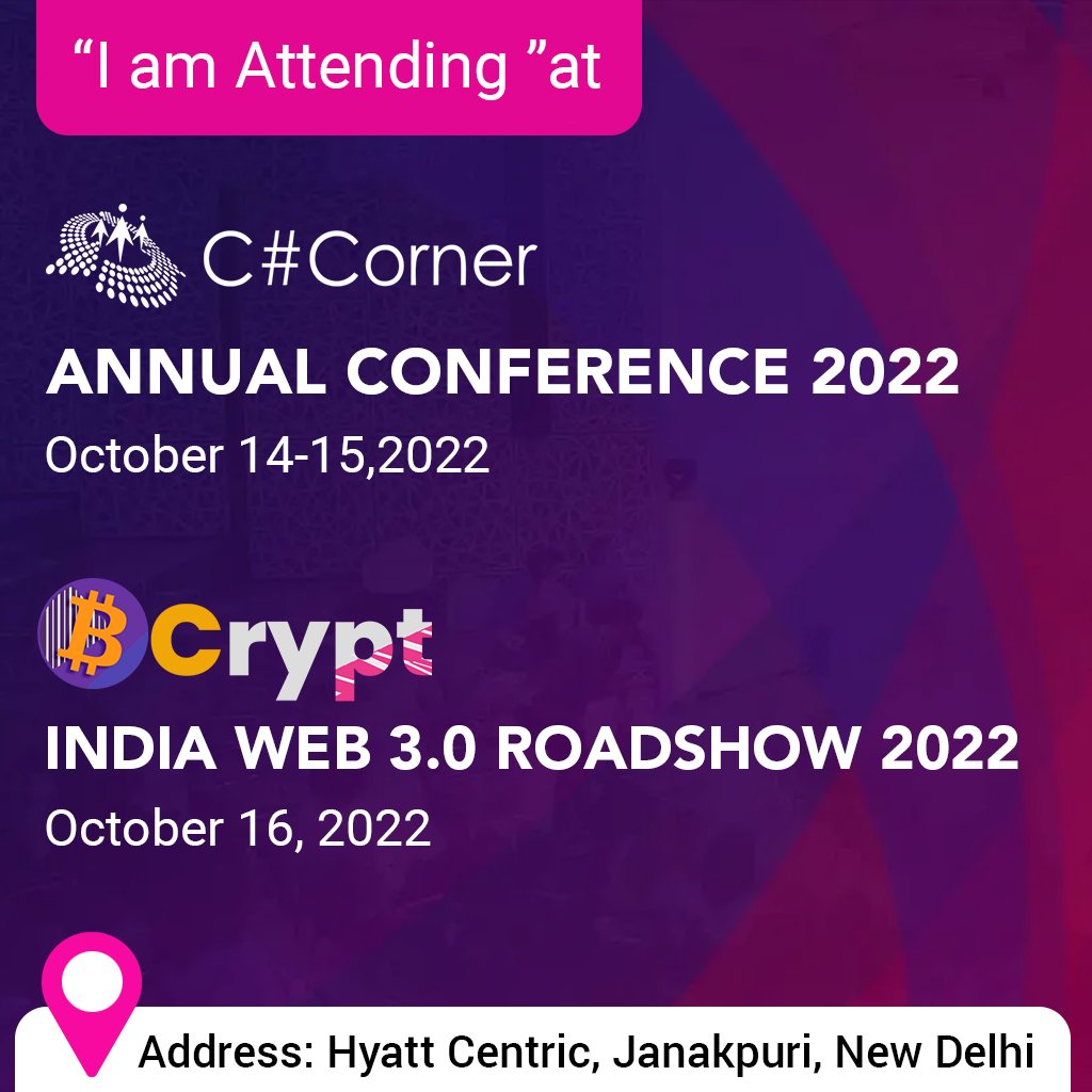 DpkTewatia's tweet photo. C# Corner Annual Conference - 2022 https://t.co/cHNQl9QxlI via @CsharpCorner #CSharpCon22  #Developers #learning #IndiaTech #programmers #Coding https://t.co/IyGtpgxsOL