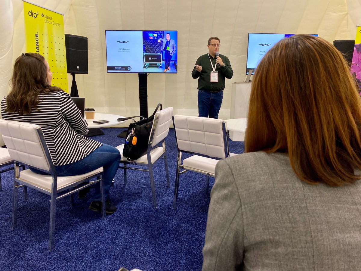 We hope everyone loved hearing our Creative Technologist Nick’s #IMEX22 session about what’s next for technology 💻

Nick said, ‘People don’t just want more from their tech they expect it.’

Make sure to visit our booth with @MaritzGlobalEvt 😁

#MoreThanExperience