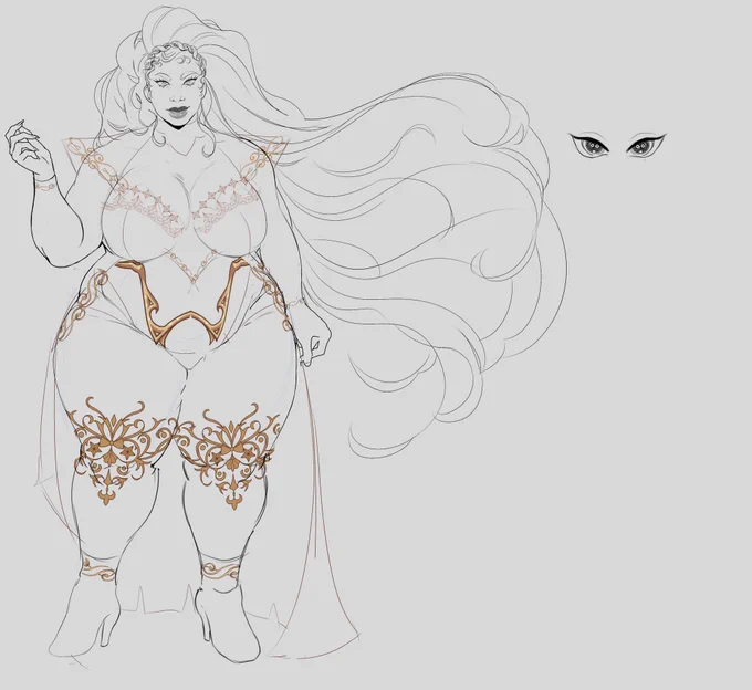Showing a wip of one of my main ocs Oly...goddess of space who will turn you into a goddess-made horror beyond comprehension 