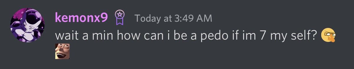 Deadshot__3's tweet photo. @RevolverShift @Alphirex So for everyone looking at this tweet, here’s everything that happened since he forgot to include some key details. One of the members in the discord said his sister was 7 and revolver decided he was going to say I would bang your sister then proceeded to say https://t.co/xCBpcwkKEb
