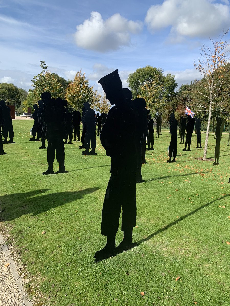 NakedSubmariner's tweet photo. An excellent display at Bomber Command in Lincoln to commerate 40 years since the Falklands conflict. Each silhouette remembering the lost life of a soldier, sailor or airman. https://t.co/jxItWgSw80