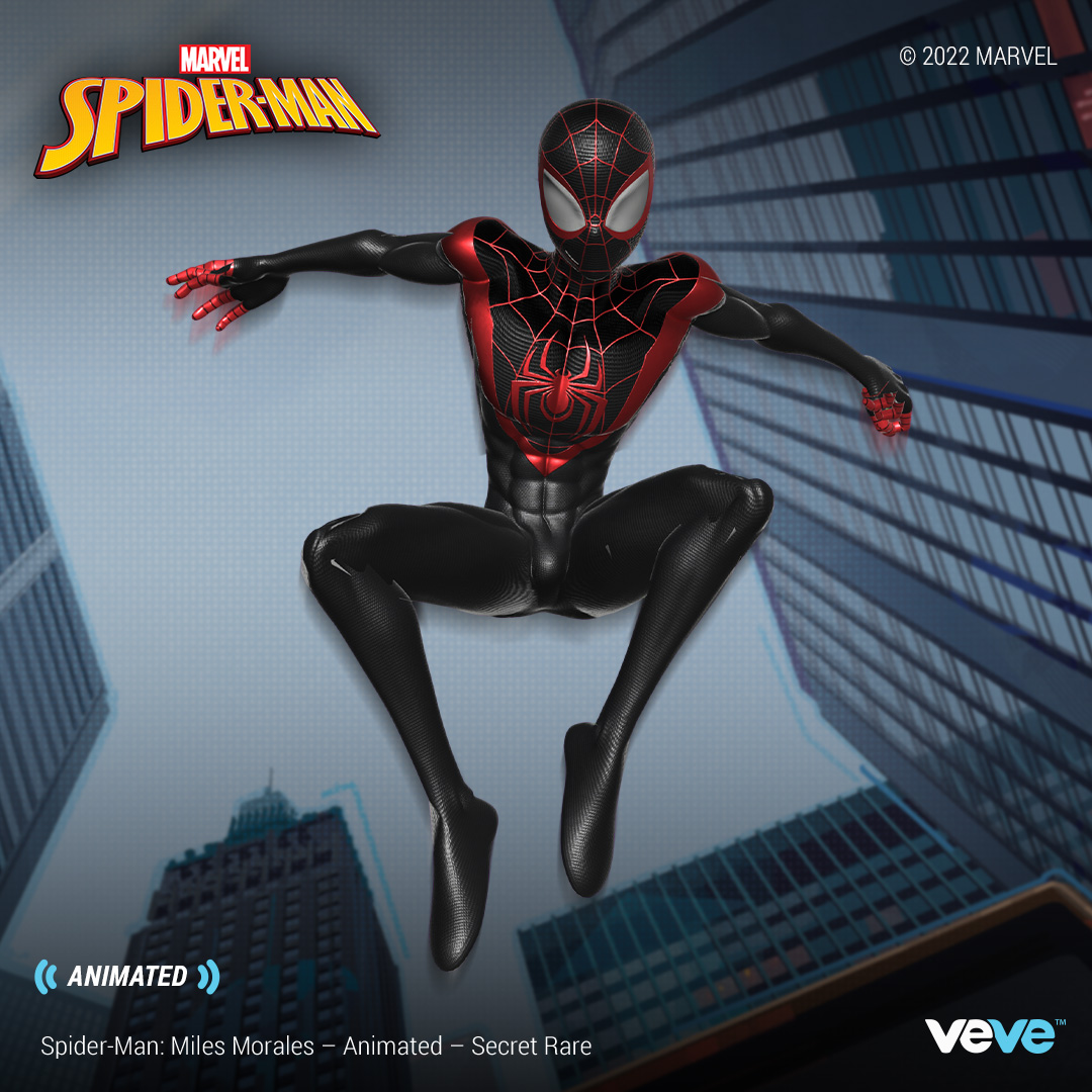 Get a closer look at all three of @marvel's Spider-Man: Miles Morales premium digital collectibles!

Drops tomorrow at 8 AM PT in blind box format: 
bit.ly/3MnR4S1

#MARVELxVeVe