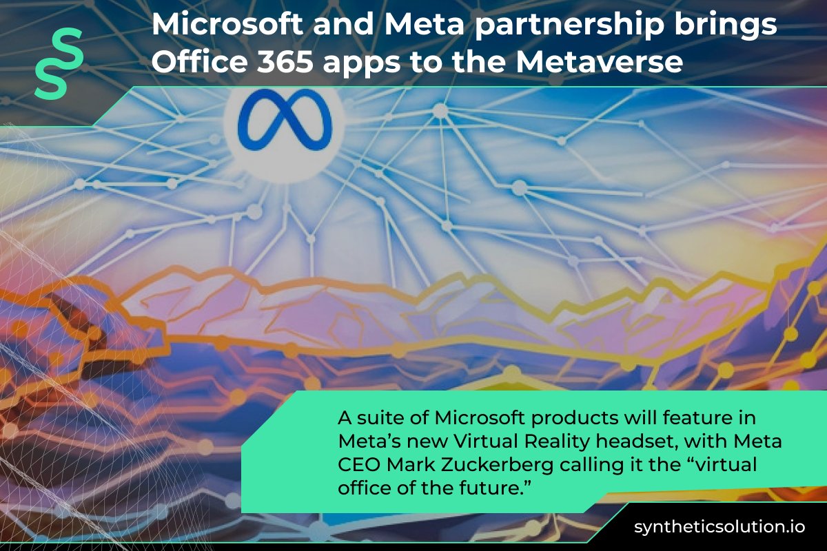 wagienfts's tweet photo. 🔸#Microsoft and #Meta partnership brings Office 365 apps to the #Metaverse

𝗥𝗲𝗮𝗱 𝗠𝗼𝗿𝗲👉 https://t.co/kxaaMk8BiW

#nft #crypto #nfts #ethereum #cryptocurrency #crypto #bitcoin #Zuckerberg https://t.co/N8QR1J0m5d