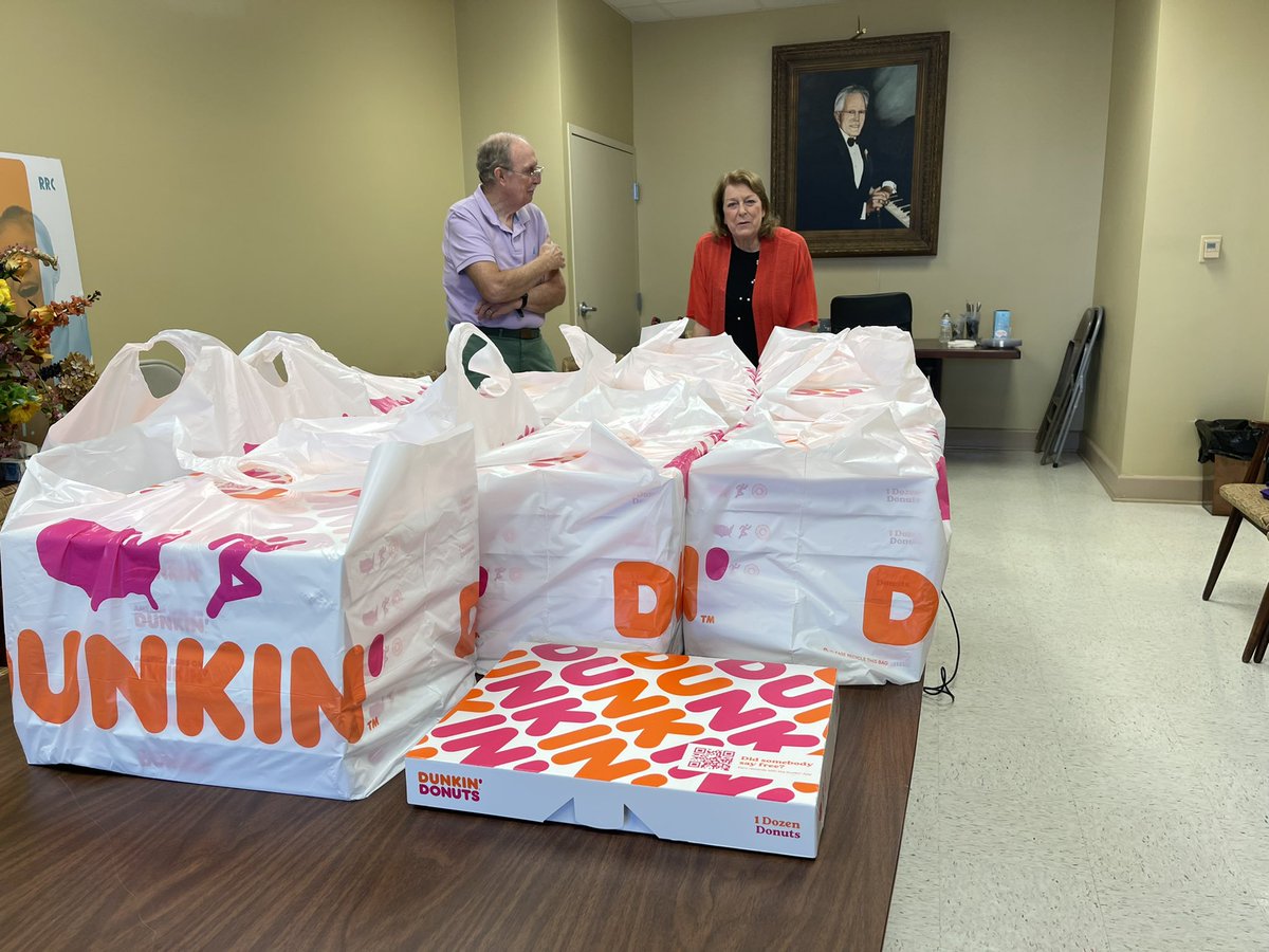 Rotary Club of Tupelo selling donuts to raise money to eradicate polio.