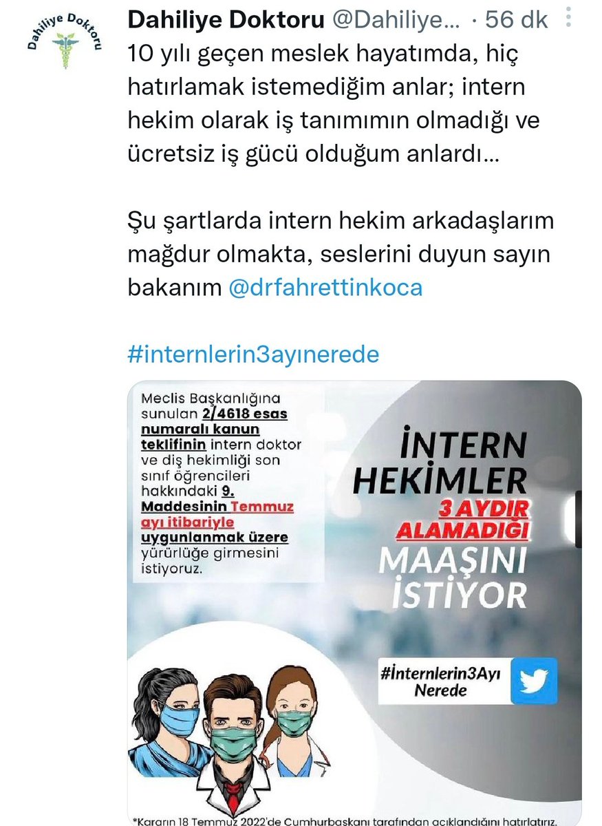 doktorintern's tweet photo. Verilen sözler tutulacak, Temmuz ayından itibaren maaşlarımız verilecek mi?
@drfahrettinkoca

#İnternlerin3AyıNerede

Desteğiniz için teşekkür ederiz. 🙏
@hekimsen @tibbiyelisozluk @ativittta @DahiliyeDoktoru https://t.co/Jxou6ZcuZ7