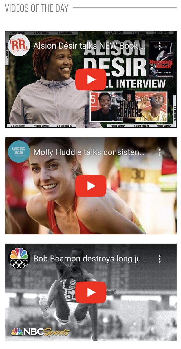 Today's Videos of the Day

The <a href="/2BlackRunners/">2 Black Runners 🏃🏿‍♂️🎙🏃🏿‍♂️</a> full interview with Alison Désir, <a href="/lacticacid_pod/">Lactic Acid Podcast</a> with Molly Huddle, and a look back at Bob Beamon's long jump world record from the '68 Mexico City Games

🔗fanhubtf.com/category/watch/
