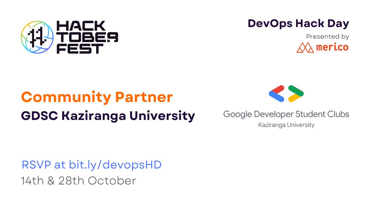 MericoAI's tweet photo. We are grateful to introduce GDSC Kaziranga as our community partners for "DevOps Hack Day" (Hacktoberfest Edition)

RSVP now and get exciting opportunities: https://t.co/1D5lxxzCtP

#DOHD #hacktoberfest https://t.co/proU9lq6SC