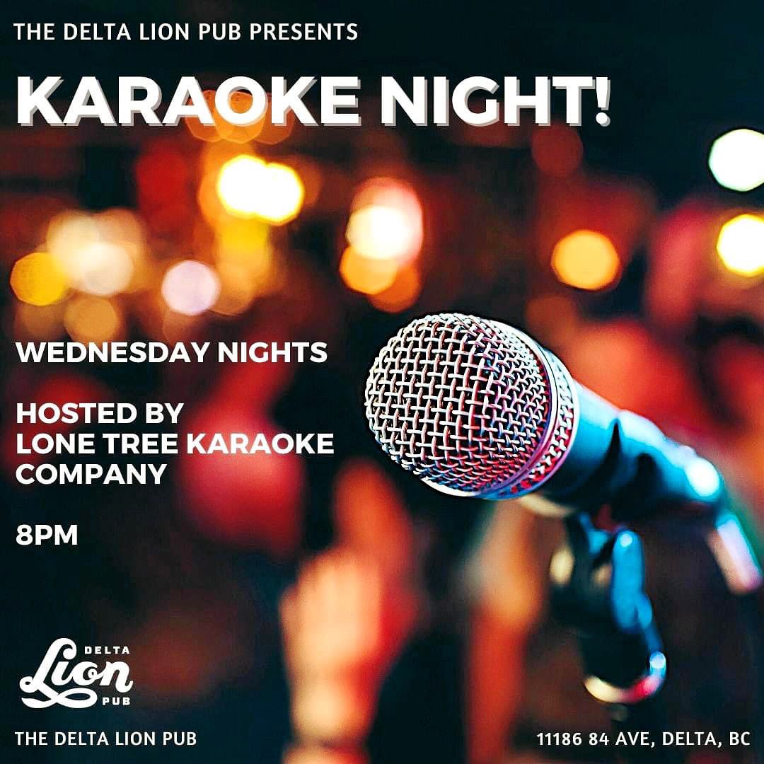 DeltaLionPub's tweet photo. It's KARAOKE NIGHT!🎤💥

Join us TONIGHT and every Wednesday night at the DLP to sing your heart out!

Hosted by Lone Tree Karaoke Company - the mic is yours starting at 8pm!

#DeltaLionPub #ExperienceDelta #WeLoveDelta #KaraokeLovers #KaraokeNight #DLP https://t.co/dl2uS7QUh6