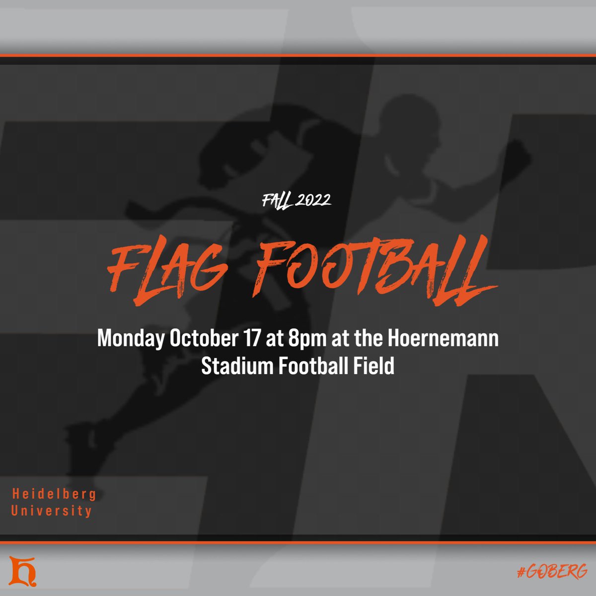 BERGIntramurals's tweet image. Come join us next Monday October 17 at 8pm at the Hoernemann Stadium Football Field for some flag football. Bring a group of friends to play some flag football. Tell your friends, and your friends friends to show up.