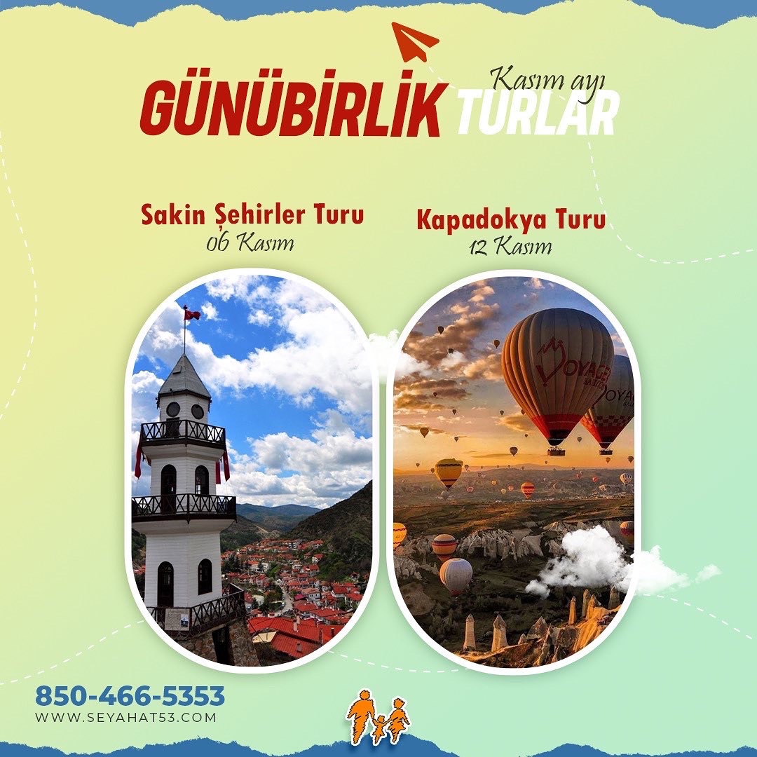 seyahat53's tweet photo. KASIM AYI TURLARIMIZ 🧡
Türkiye'nin eşsiz doğal güzelliklerini sizlere güvenilir ve kaliteli hizmet güvencesiyle sunmaya çalışmaktayız. Avantajlı fiyatlarımızdan haberdar olmak için 0850 466 53 53 numaralı telefonumuzdan bizlere telefon-sms-whatsapp yoluyla ulaşabilirsiniz. https://t.co/uAiNRuI8eO