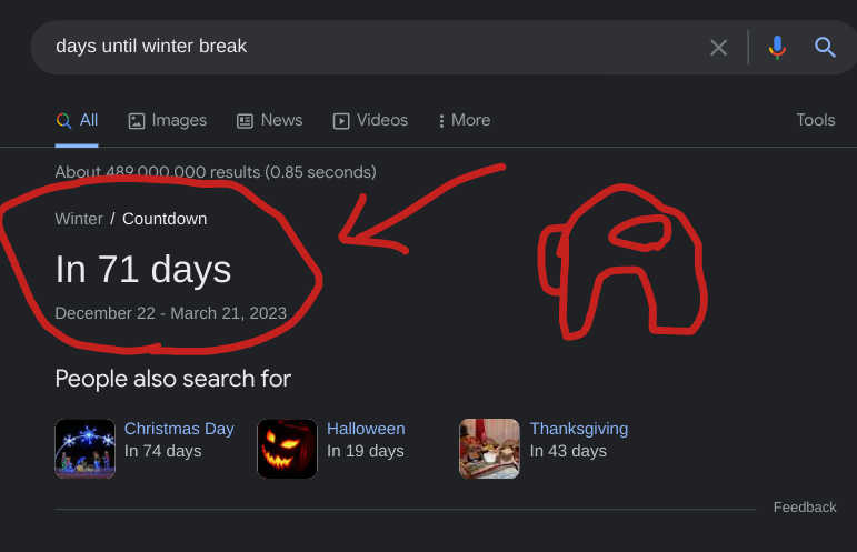 Reversed6969's tweet photo. @StoryAviraTime False. According to google winter break starts in approximately 71 days. https://t.co/RV5oWrFXWY